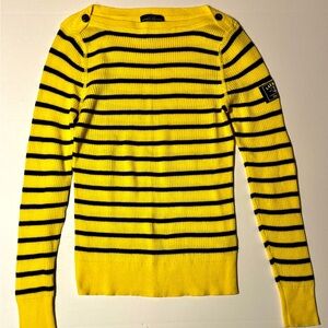 Lauren Ralph Lauren Striped Cotton Sweater Yellow Navy S